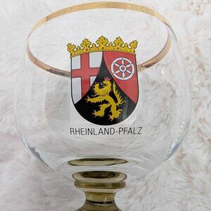 Vintage Frankenthal German Wine Glass Gold Green Beehive Stem Goblet
